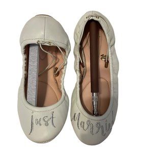 Kate Spade Cream Flats with Silver Embroidery